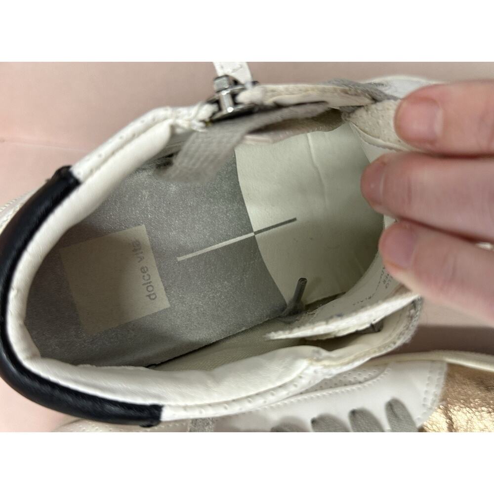 Dolce Vita Sneakers Womens Size 8 M Zello Mid Top Leather Metallic European Chic - Picture 6 of 8